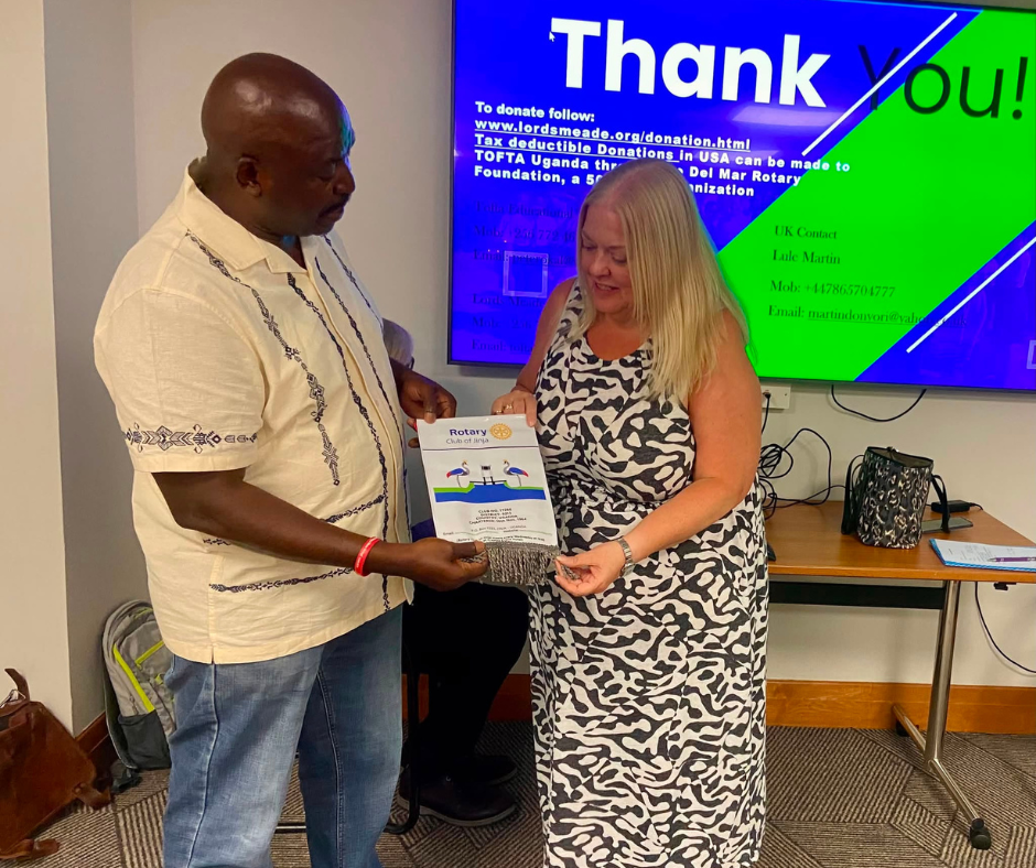 Welcoming Rotarian Peter from the Rotary club of Jinja, Uganda